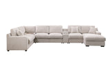 Celine Beige 141.5"W Chenille Corner Sectional Sofa with Right-Facing Chaise