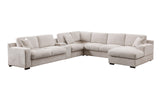 Celine Beige 141.5"W Chenille Corner Sectional Sofa with Right-Facing Chaise