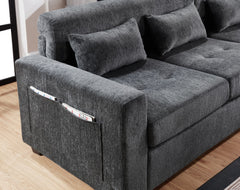 Trey Gray 115"W Chenille Sectional Sofa with Ottoman