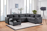 Trey Gray 115"W Chenille Sectional Sofa with Ottoman