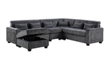 Trey Gray 115"W Chenille Sectional Sofa with Ottoman