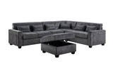 Trey Gray 115"W Chenille Sectional Sofa with Ottoman