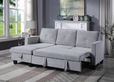 Nova Light Gray 82.5"W Velvet Reversible Sleeper Sectional Sofa with Storage Chaise