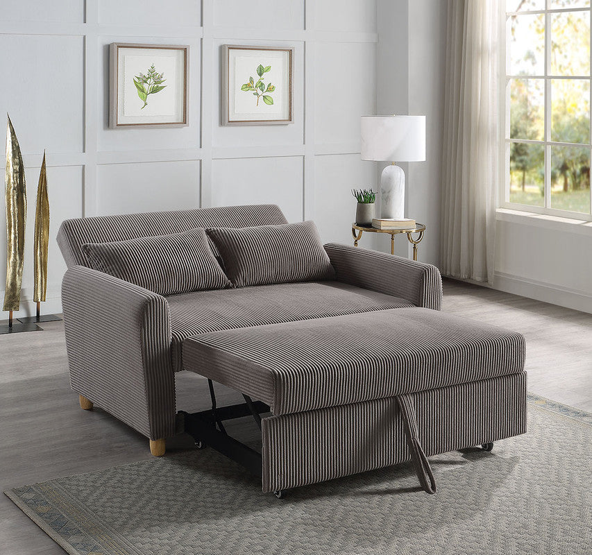 Justine Brown 54"W Corduroy Convertible Sleeper Loveseat