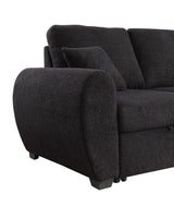 Veronica Black 95"W Teddy Fleece Reversible Sleeper Sectional Sofa with Storage Chaise