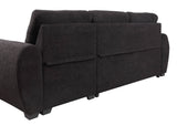 Veronica Black 95"W Teddy Fleece Reversible Sleeper Sectional Sofa with Storage Chaise