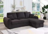 Veronica Black 95"W Teddy Fleece Reversible Sleeper Sectional Sofa with Storage Chaise