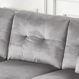 Sorenza Gray 74"W Velvet Reversible Sectional Sofa with Chaise