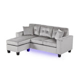 Sorenza Gray 74"W Velvet Reversible Sectional Sofa with Chaise