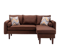 Mia Brown 70"W Linen Reversible Sectional Sofa with Chaise