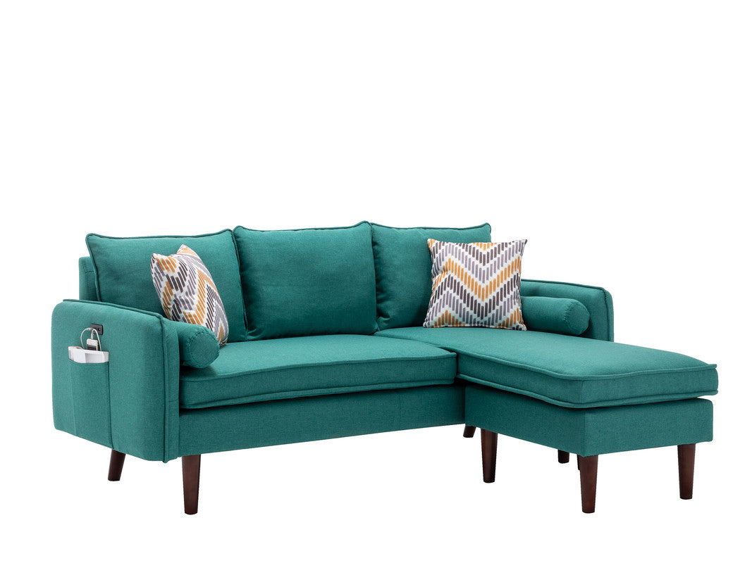 Mia Green 70"W Linen Reversible Sectional Sofa with Chaise