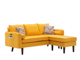 Mia Yellow 70"W Linen Reversible Sectional Sofa with Chaise