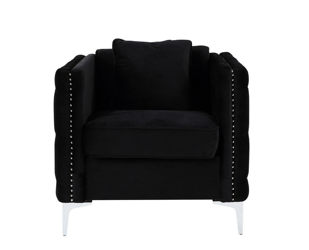Bayberry Black 34"W Velvet Chair
