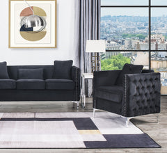 Bayberry Black 34"W Velvet Chair