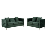 Bayberry Green Velvet Sofa & Loveseat Set