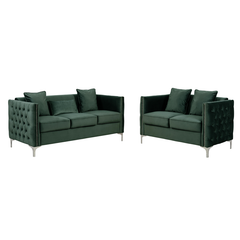 Bayberry Green Velvet Sofa & Loveseat Set