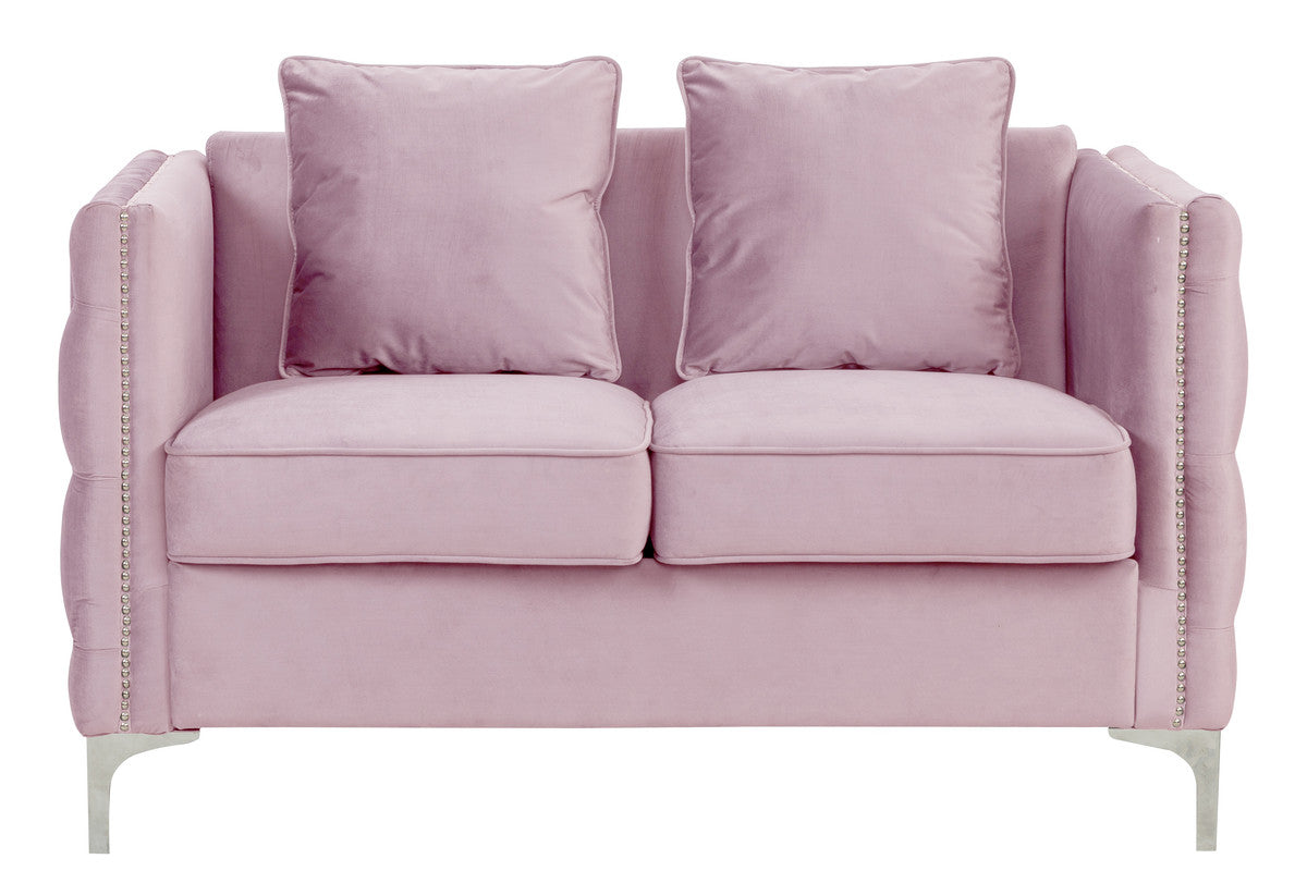 Bayberry Pink 53"W Velvet Loveseat