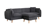 Brayden Dark Gray 86.5"W Woven Fabric Sectional Sofa with Chaise