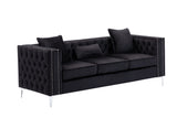 Lorreto Black 86"W Velvet Sofa