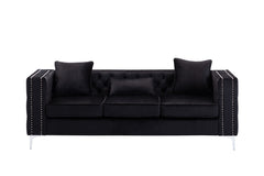 Lorreto Black 86"W Velvet Sofa