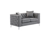 Lorreto Gray 63"W Velvet Loveseat