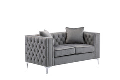 Lorreto Gray 63"W Velvet Loveseat