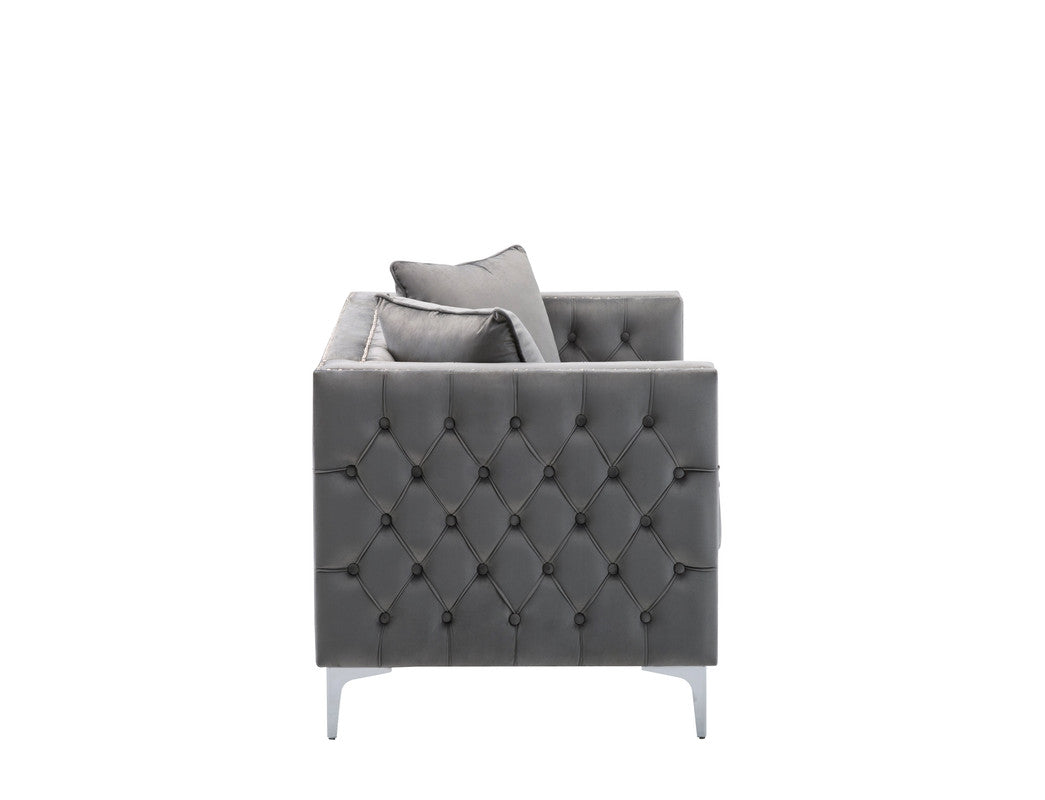 Lorreto Gray 63"W Velvet Loveseat