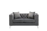 Lorreto Gray 63"W Velvet Loveseat