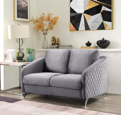 Sofia Gray 55"W Velvet Loveseat