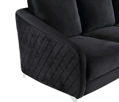 Sofia Black 55"W Velvet Loveseat