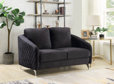 Sofia Black 55"W Velvet Loveseat
