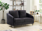 Sofia Black 55"W Velvet Loveseat