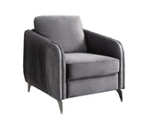 Hathaway Gray 32"W Velvet Accent Armchair