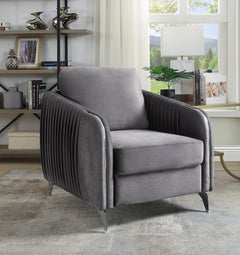 Hathaway Gray 32"W Velvet Accent Armchair
