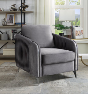Hathaway Gray 32"W Velvet Accent Armchair