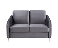 Hathaway Gray 54"W Velvet Loveseat