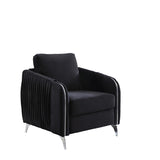 Hathaway Black 32"W Velvet Accent Armchair