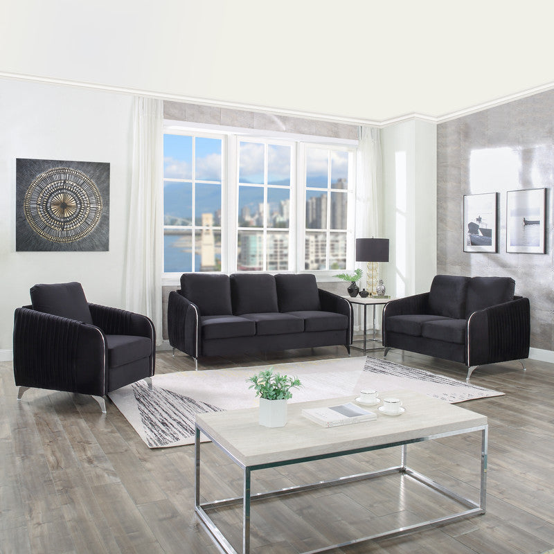 Hathaway Black 32"W Velvet Accent Armchair