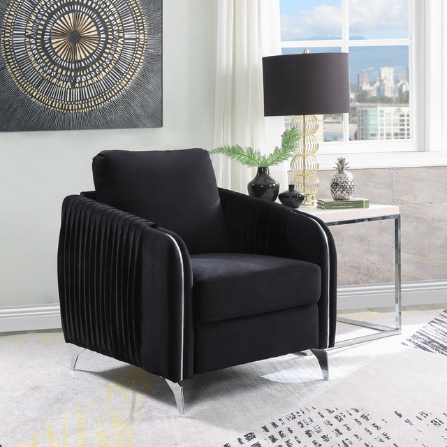 Hathaway Black 32"W Velvet Accent Armchair