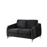 Hathaway Black 54"W Velvet Loveseat