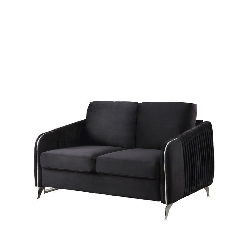 Hathaway Black 54"W Velvet Loveseat