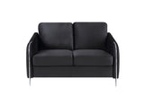 Hathaway Black 54"W Velvet Loveseat