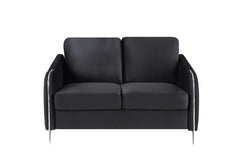 Hathaway Black 54"W Velvet Loveseat