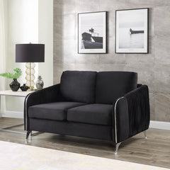 Hathaway Black 54"W Velvet Loveseat