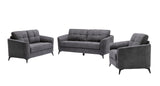 Callie Gray Woven Fabric Sofa, Loveseat & Chair Set