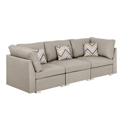 Amira Beige 95.3"W Fabric Sofa