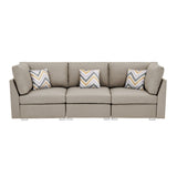 Amira Beige 95.3"W Fabric Sofa