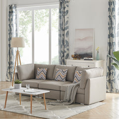Amira Beige 95.3"W Fabric Sofa