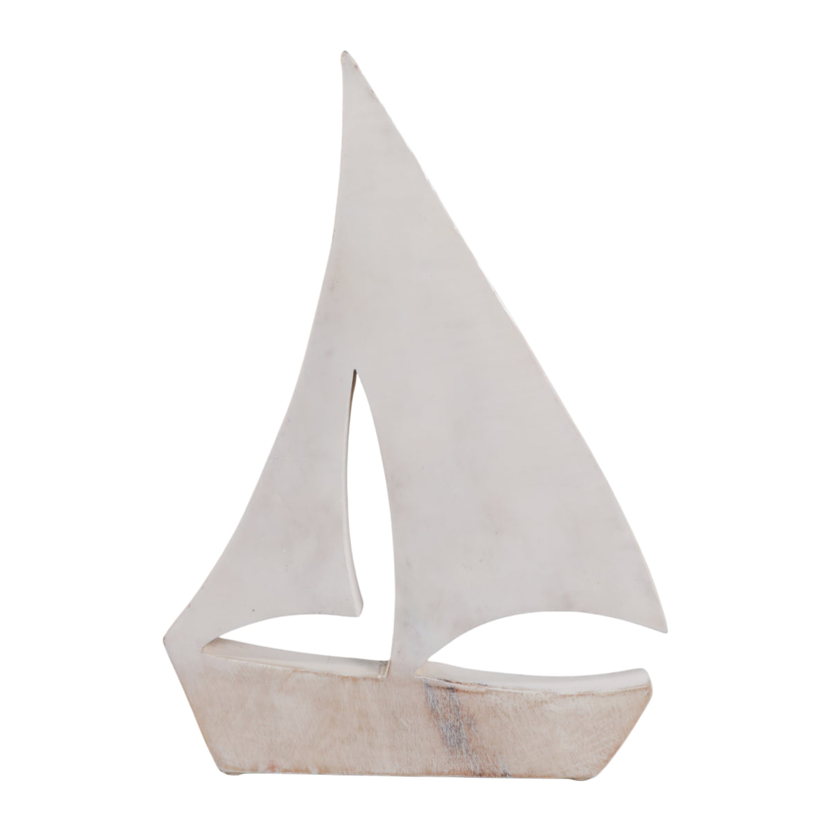 Tatu White/Natural Large Distressed Wood Sailboat