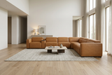 Rally Pro Caramel 7-Piece L-Shaped Dual Power Reclining Sectional with Console & Immersive Sound System
